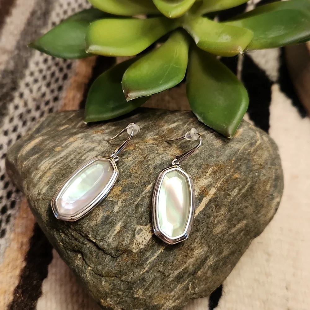 Kendra Scott Framed Dani Silver Drop Earrings NWT - Picture 1 of 7